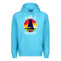 Ocean Blue dingle ireland vintage sailboat 70s retro sunset Premium Hoodie - artisFamous