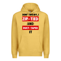 Antique Gold don't worry i zip tied and duct taped it Premium Hoodie - artisFamous
