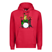 Cardinal drummer cat music lover musician playing the drums Premium Hoodie - artisFamous