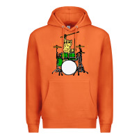 Carrot drummer cat music lover musician playing the drums Premium Hoodie - artisFamous