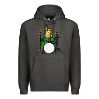 Charcoal Heather drummer cat music lover musician playing the drums Premium Hoodie - artisFamous