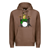 Chestnut drummer cat music lover musician playing the drums Premium Hoodie - artisFamous