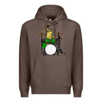 Coffee drummer cat music lover musician playing the drums Premium Hoodie - artisFamous