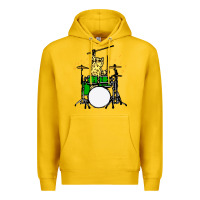 Lemon drummer cat music lover musician playing the drums Premium Hoodie - artisFamous