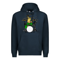 Navy drummer cat music lover musician playing the drums Premium Hoodie - artisFamous