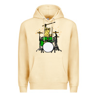 Pina Colada drummer cat music lover musician playing the drums Premium Hoodie - artisFamous