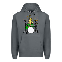 Rock drummer cat music lover musician playing the drums Premium Hoodie - artisFamous