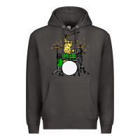 Smoke drummer cat music lover musician playing the drums Premium Hoodie - artisFamous
