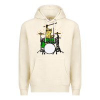 Tofu drummer cat music lover musician playing the drums Premium Hoodie - artisFamous