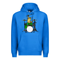True Royal drummer cat music lover musician playing the drums Premium Hoodie - artisFamous