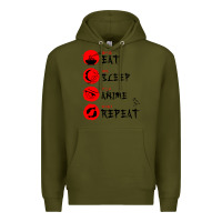 Army Green eat sleep anime repeat japanese Premium Hoodie - artisFamous