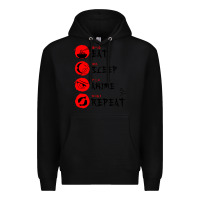 Black eat sleep anime repeat japanese Premium Hoodie - artisFamous