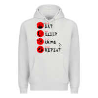 Dove Grey eat sleep anime repeat japanese Premium Hoodie - artisFamous