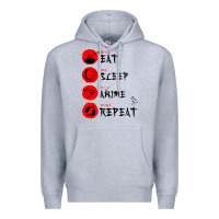 Heather Grey eat sleep anime repeat japanese Premium Hoodie - artisFamous