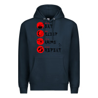 Navy eat sleep anime repeat japanese Premium Hoodie - artisFamous