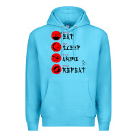 Ocean Blue eat sleep anime repeat japanese Premium Hoodie - artisFamous