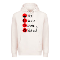 Pale Pink eat sleep anime repeat japanese Premium Hoodie - artisFamous