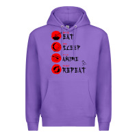 Purple eat sleep anime repeat japanese Premium Hoodie - artisFamous