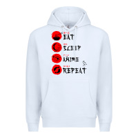 White eat sleep anime repeat japanese Premium Hoodie - artisFamous