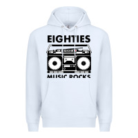 White eighties music rocks Premium Hoodie - artisFamous