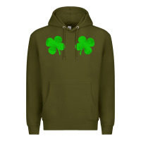 Army Green four leaf clover Premium Hoodie - artisFamous