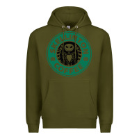 Army Green skeleton coffee halloween Premium Hoodie - artisFamous