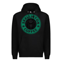 Black skeleton coffee halloween Premium Hoodie - artisFamous