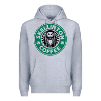 Heather Grey skeleton coffee halloween Premium Hoodie - artisFamous
