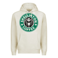 Oatmeal Heather skeleton coffee halloween Premium Hoodie - artisFamous