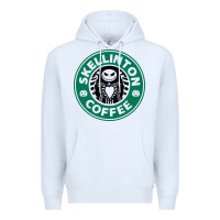 White skeleton coffee halloween Premium Hoodie - artisFamous
