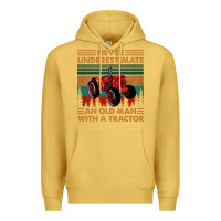 Antique Gold never underestimate an old man with a tractor retro vintage Premium Hoodie - artisFamous