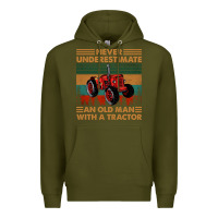 Never Underestimate An Old Man With A Tractor Retro Vintage Premium Hoodie | Teevron