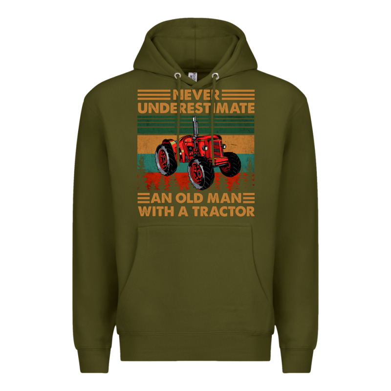 Never Underestimate An Old Man With A Tractor Retro Vintage Premium Hoodie by artisFamous | Teevron