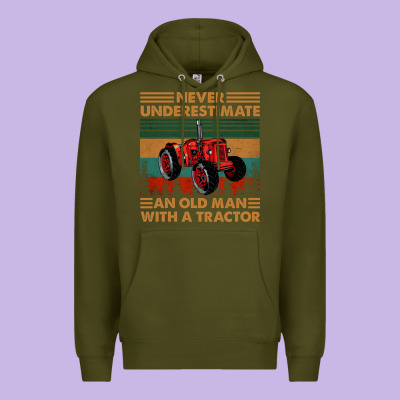 Never Underestimate An Old Man With A Tractor Retro Vintage Premium Hoodie Designed By Artisfamous