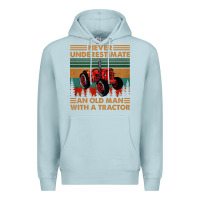 Blue Mist never underestimate an old man with a tractor retro vintage Premium Hoodie - artisFamous