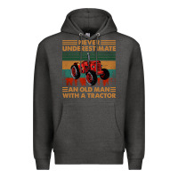Charcoal Heather never underestimate an old man with a tractor retro vintage Premium Hoodie - artisFamous
