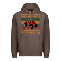 Coffee never underestimate an old man with a tractor retro vintage Premium Hoodie - artisFamous
