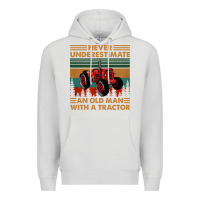Dove Grey never underestimate an old man with a tractor retro vintage Premium Hoodie - artisFamous