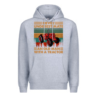 Heather Grey never underestimate an old man with a tractor retro vintage Premium Hoodie - artisFamous