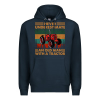 Navy never underestimate an old man with a tractor retro vintage Premium Hoodie - artisFamous