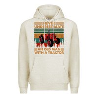 Oatmeal Heather never underestimate an old man with a tractor retro vintage Premium Hoodie - artisFamous