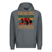 Rock never underestimate an old man with a tractor retro vintage Premium Hoodie - artisFamous