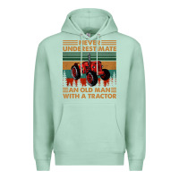 Seafoam never underestimate an old man with a tractor retro vintage Premium Hoodie - artisFamous