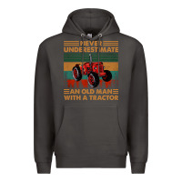 Smoke never underestimate an old man with a tractor retro vintage Premium Hoodie - artisFamous