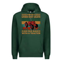 Sports Green never underestimate an old man with a tractor retro vintage Premium Hoodie - artisFamous