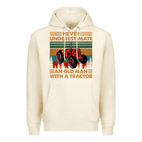 Tofu never underestimate an old man with a tractor retro vintage Premium Hoodie - artisFamous