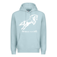 Blue Mist Personalised Horse Printed Equestrian Riding Cob Jumping Rider Horse Premium Hoodie - artisFamous