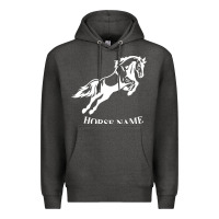 Charcoal Heather Personalised Horse Printed Equestrian Riding Cob Jumping Rider Horse Premium Hoodie - artisFamous