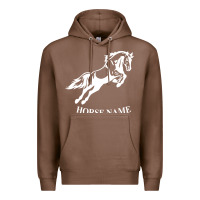 Chestnut Personalised Horse Printed Equestrian Riding Cob Jumping Rider Horse Premium Hoodie - artisFamous