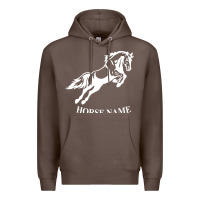 Coffee Personalised Horse Printed Equestrian Riding Cob Jumping Rider Horse Premium Hoodie - artisFamous